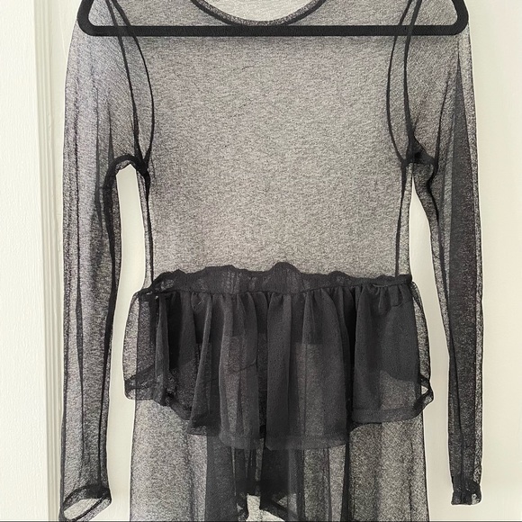 Zara Gothic Sheer Hi Lo Hem Ruffle Mesh Top - Picture 3 of 7